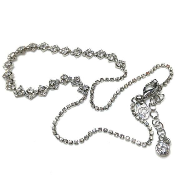 Charming Charlie Clear Rhinestone Choker Necklace, Diamond Pattern, 19 Inches - Picture 7 of 7